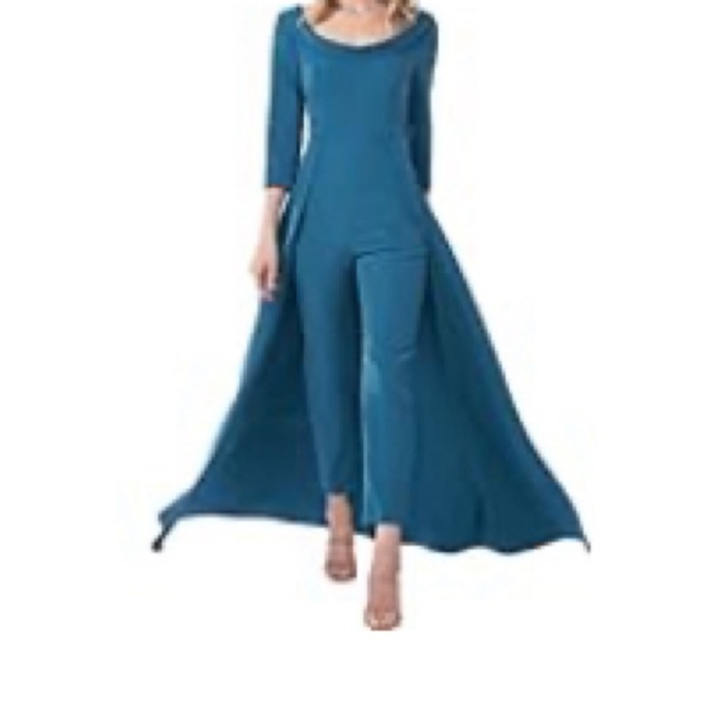 Kay Unger New York Womens Sienna Cowl Neck Maxi Jumpsuit Blue